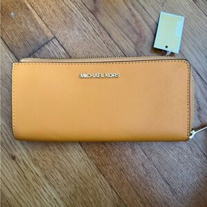 Michael Kors Mustard Yellow Zip Wallet